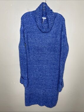 STITCH DROP Statement Roll Neck Blue Rainier Sweater Dress NWT Medium